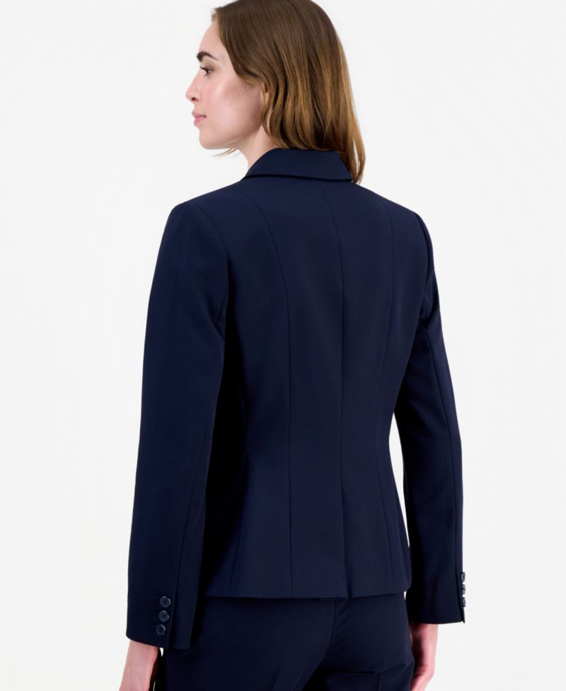 Women's One Button Strip Shoulder-Pad Blazer