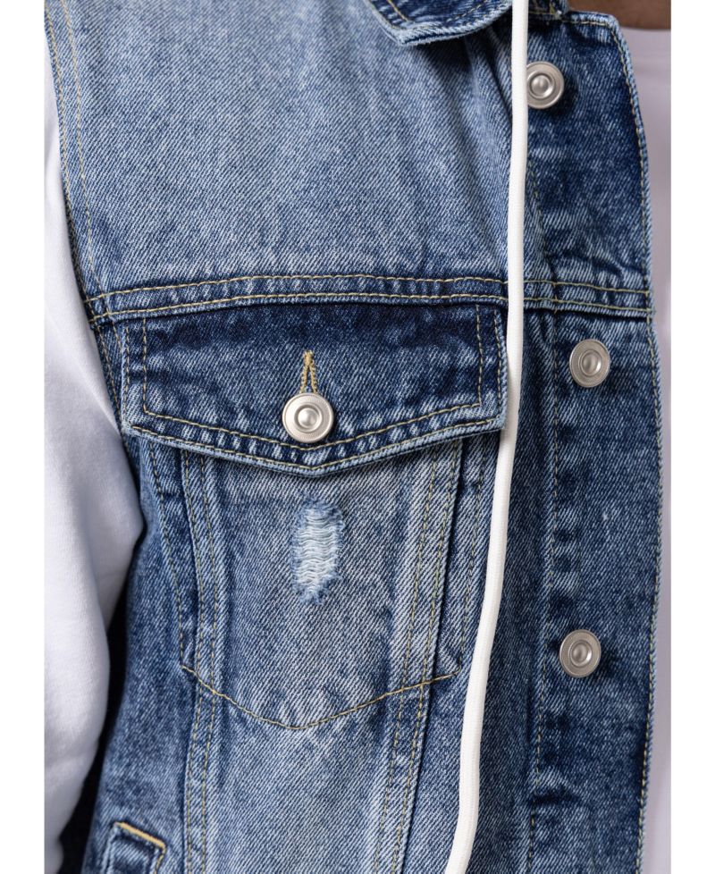 XRAY Men's Hybrid Hoodie Trucker Denim Jacket