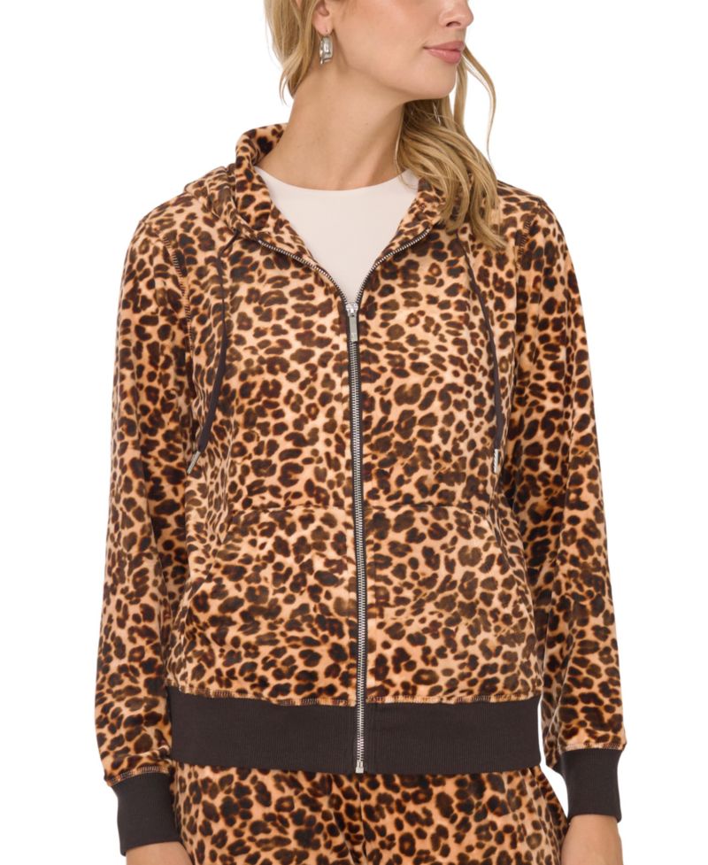 Women's Leopard-Print Zip Front Hoodie