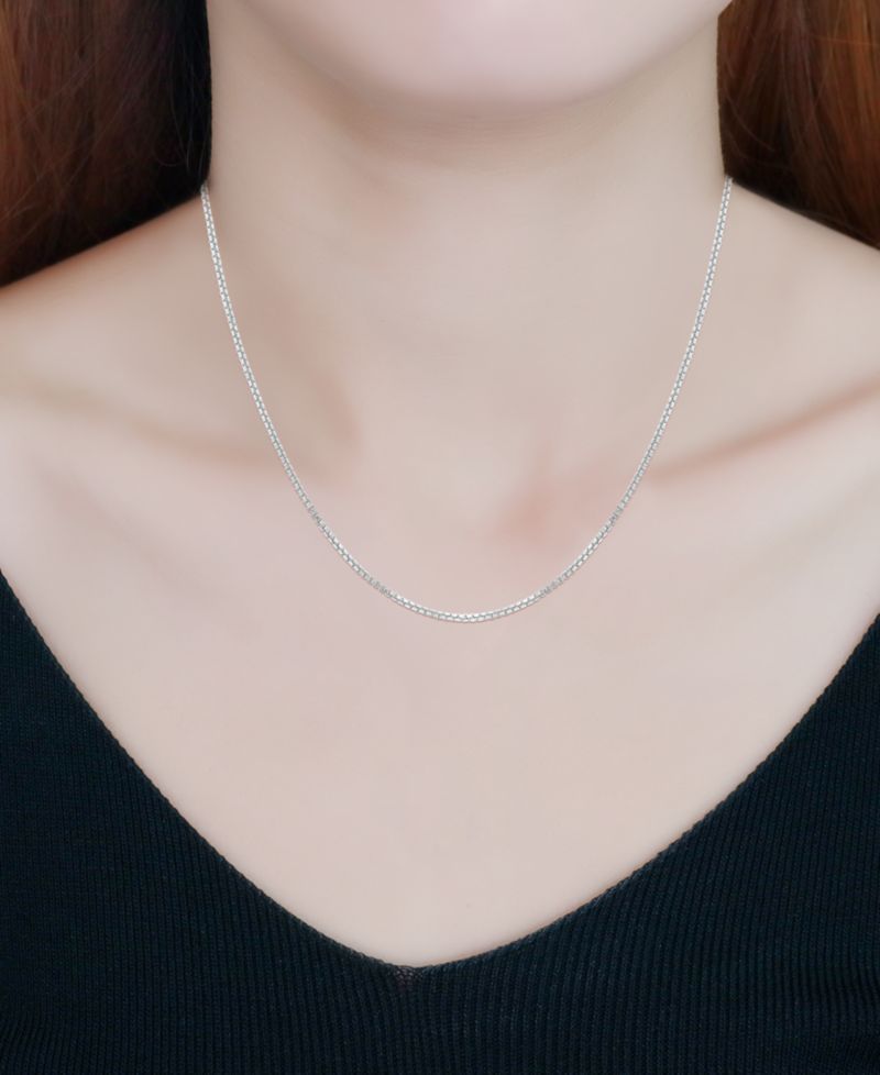 Box Link 16"-20" Chain Necklace in In Sterling Silver or 18k Gold-Plated Silver