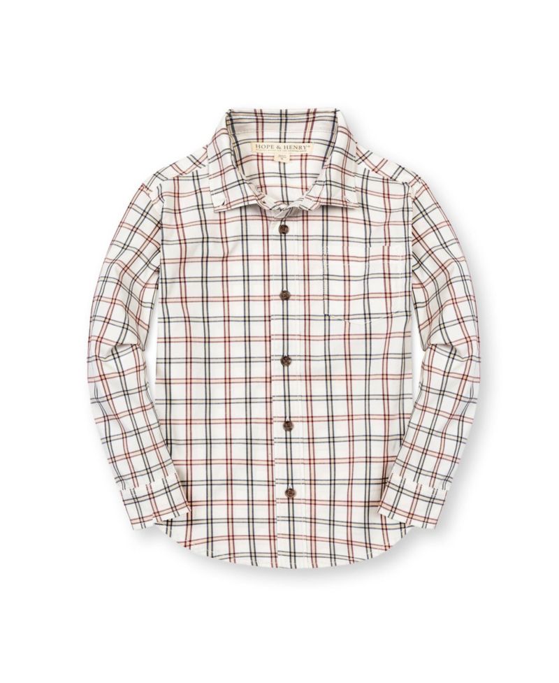 Hope and Henry Boys' Stretch Poplin Long Sleeve Button Down Shirt