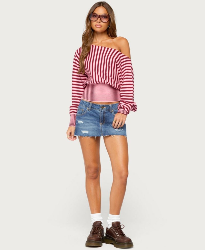 Women's Brida Off-the-Shoulder Long-Sleeve Striped Sweater
