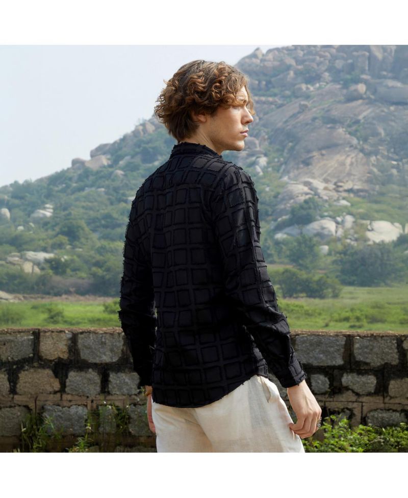 Men's Onyx Black Cubic-Tassel Shirt