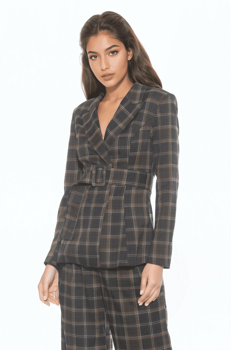 Women's Janna Plaid Long Sleeve Longline Blazer