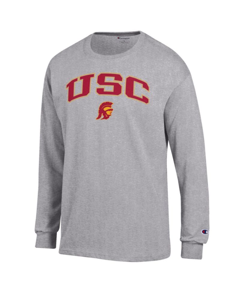 Men's Heather Gray USC Trojans Arch Over Logo Long Sleeve T-Shirt