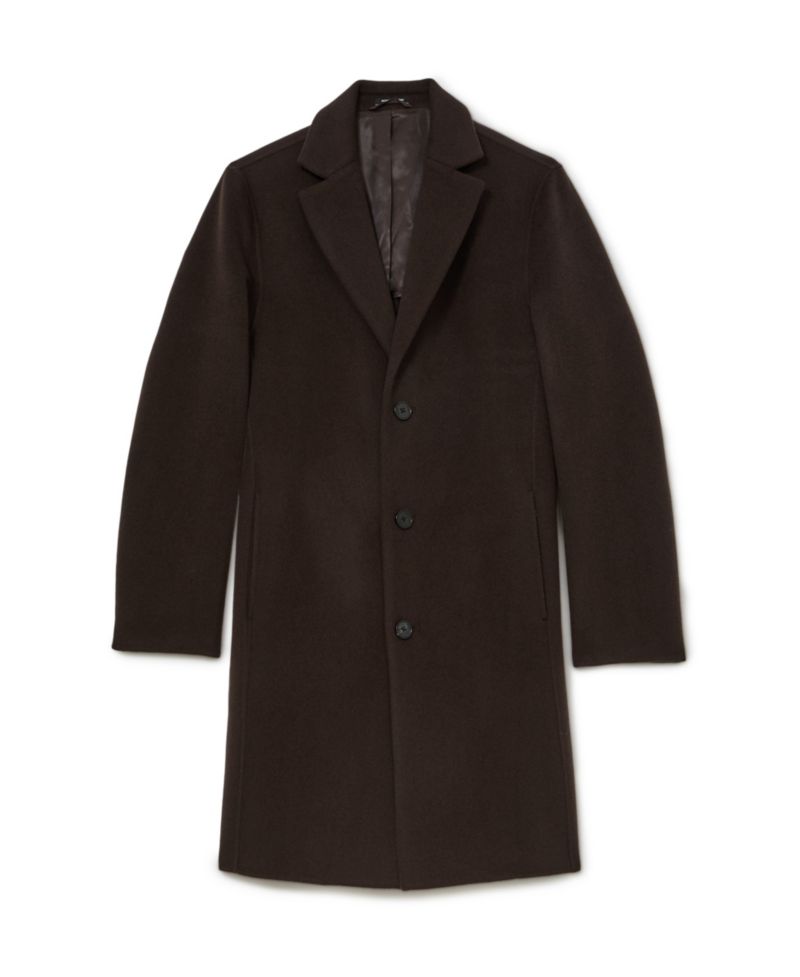 Men's Knight Single-Breasted Wool-Blend Brushed Overcoat
