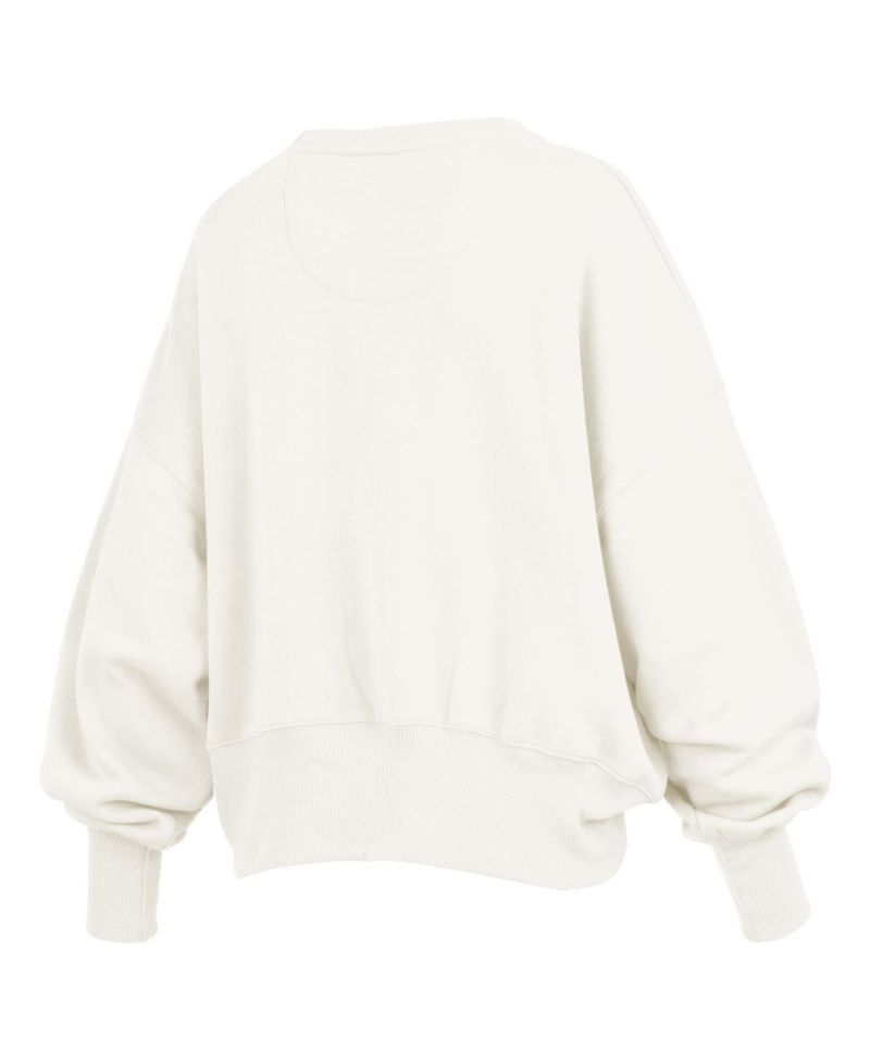 Women's Cream Missouri Tigers Oversized Chelsea Waist Length Pullover Sweatshirt