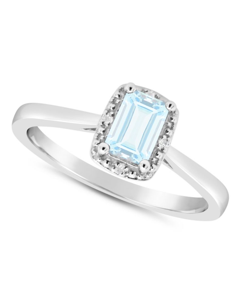 Gemstone and Diamond Accent Ring in Sterling Silver