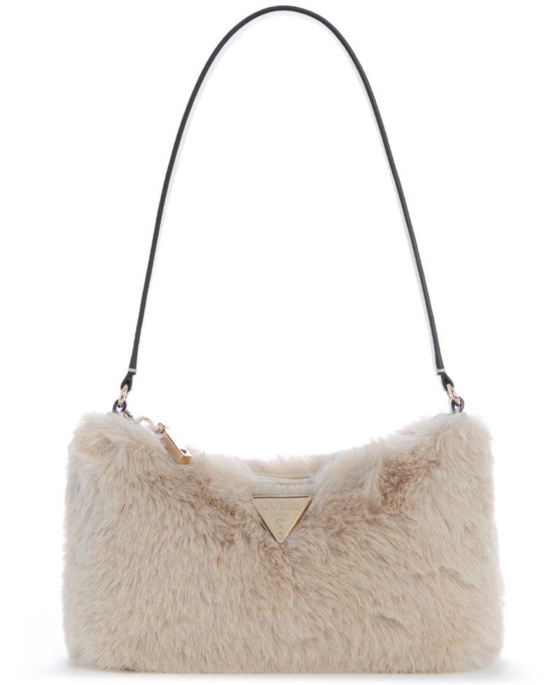 Faux Fur Shimmer Small Shoulder Handbag