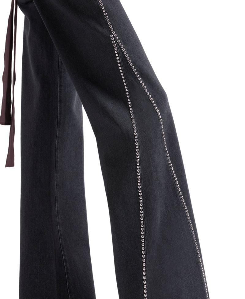 Women's Lotta High-Waisted Wide-Leg Studded Jeans
