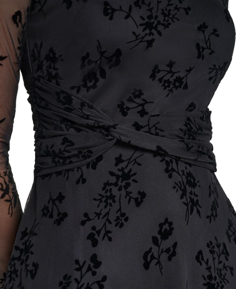 Petite Floral Burnout A-Line Midi Dress