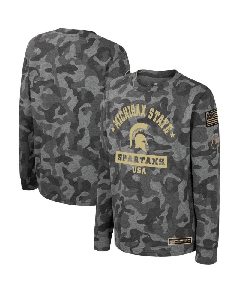 Big Boys Camo Michigan State Spartans OHT Military-Inspired Appreciation Dark Star Long Sleeve T-shirt