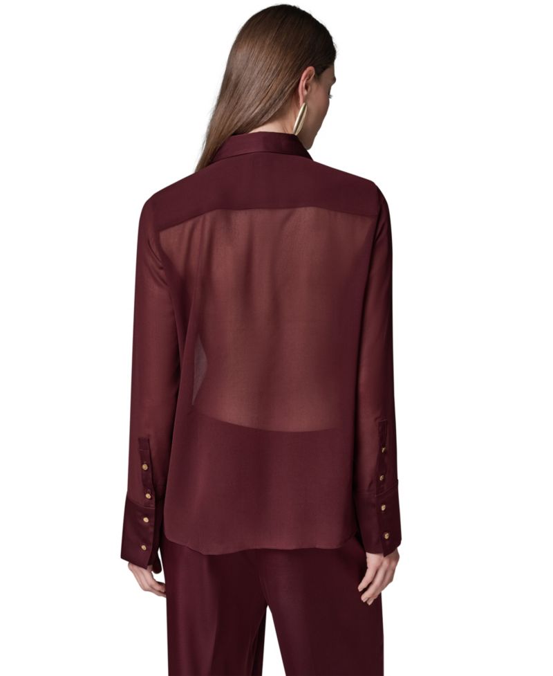 Women's Long-Sleeve Sheer Blouse