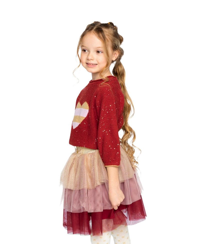 Little and Big Girl(6-14) Sleeve Knitted Sweater