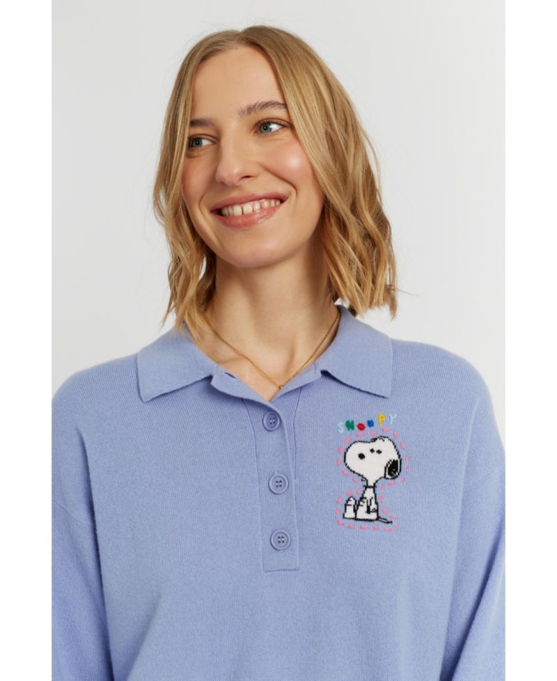 Women's Wool-Cashmere Snoopy Polo Sweater