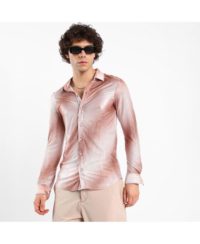 Men's Ombre-Pleated Shirt