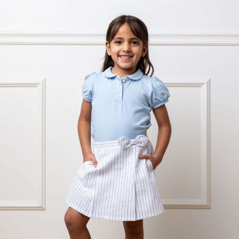 Toddler Girls Hope and Henry Linen Pull-On Pleated Bow Skort