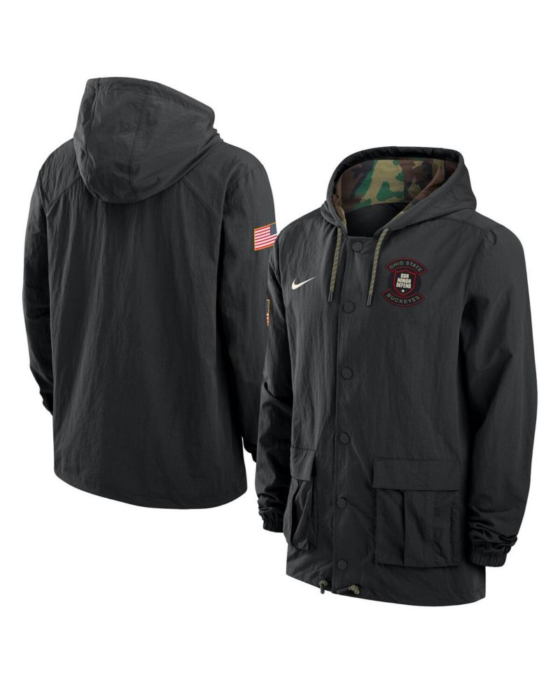 Men's Black Ohio State Buckeyes 2025 NCAA Military Appreciation Full-Snap Jacket