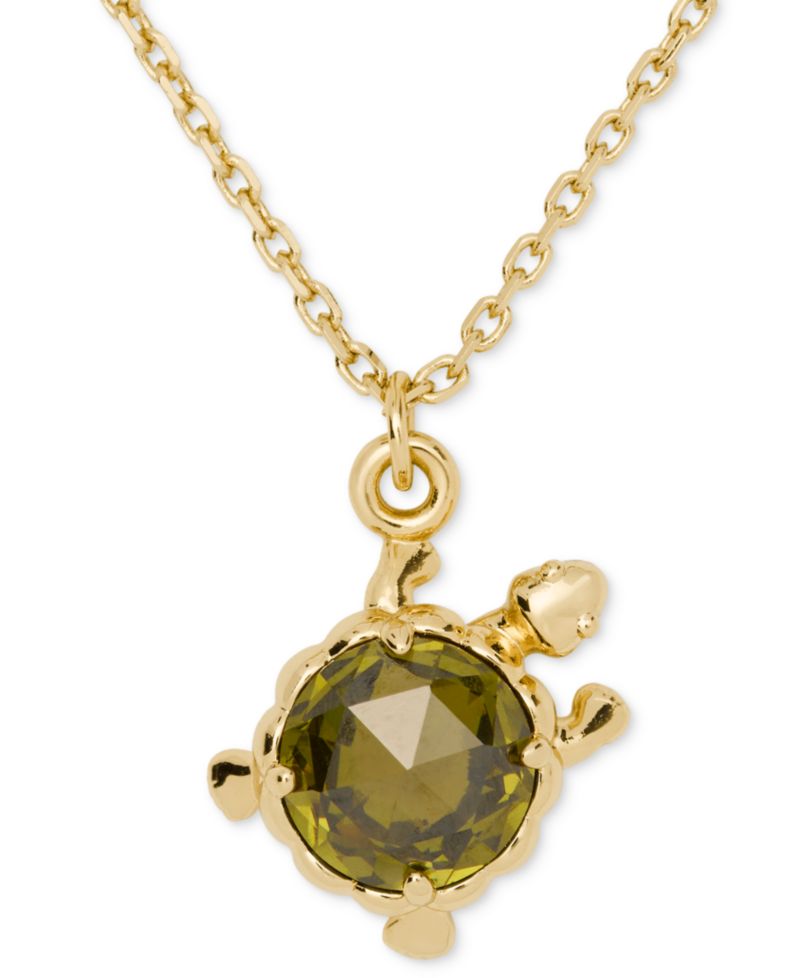 Gold-Tone Secret Garden Turtle Short Pendant Necklace
