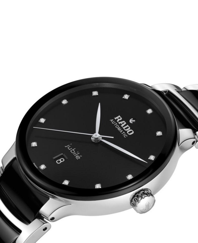 Men's Swiss Automatic Centrix Diamond (1/10 ct. t.w.) Black High-Tech Ceramic & Stainless Steel Bracelet Watch 40mm