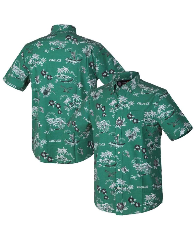 Men's Green Philadelphia Eagles Throwback Kekai Performance Button-Down Shirt