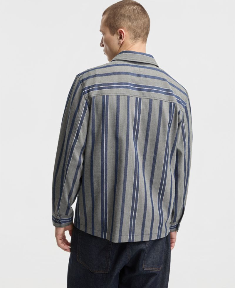 Men's Relaxed-Fit Striped Overshirt