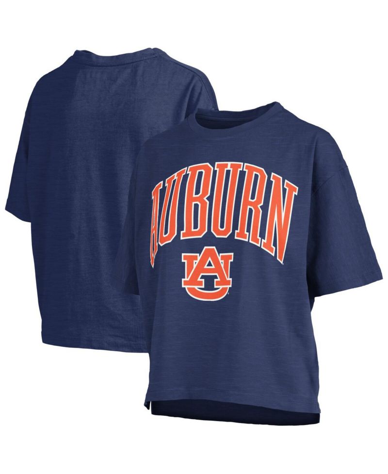 Women's Navy Auburn Tigers Nelson Arch Over Logo Waist Length Oversized Slub T-Shirt