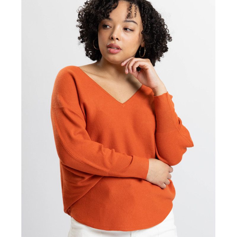 Women's Jennifer V-Neck Dolman-Sleeve Loose-Fit Sweater