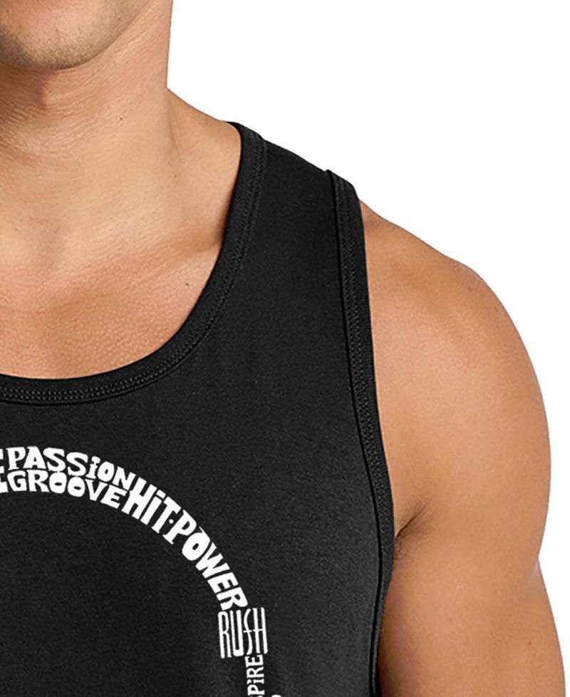 Men's Full Headphones Music Word Art Graphic Tank Top