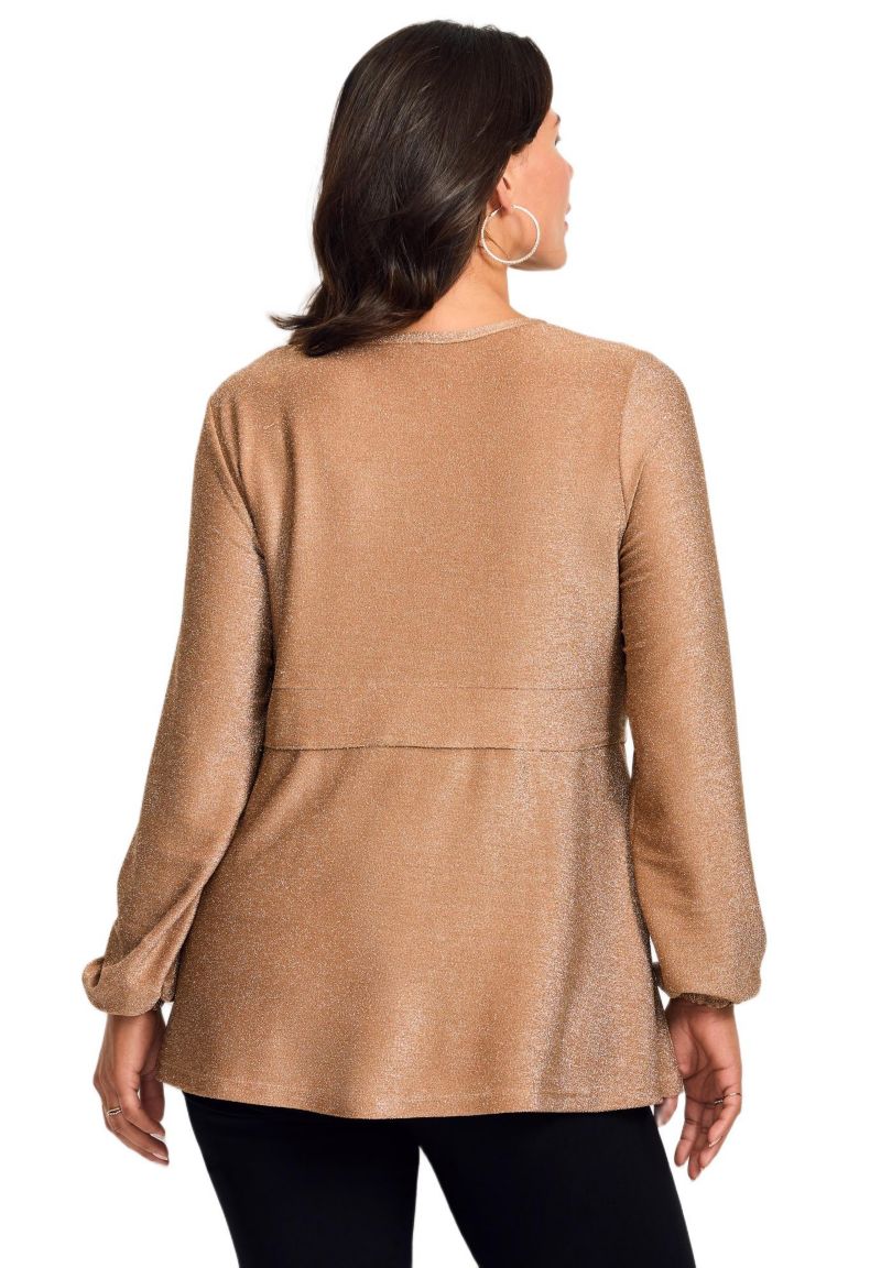 Women's Plus Size Peplum Shimmer Top