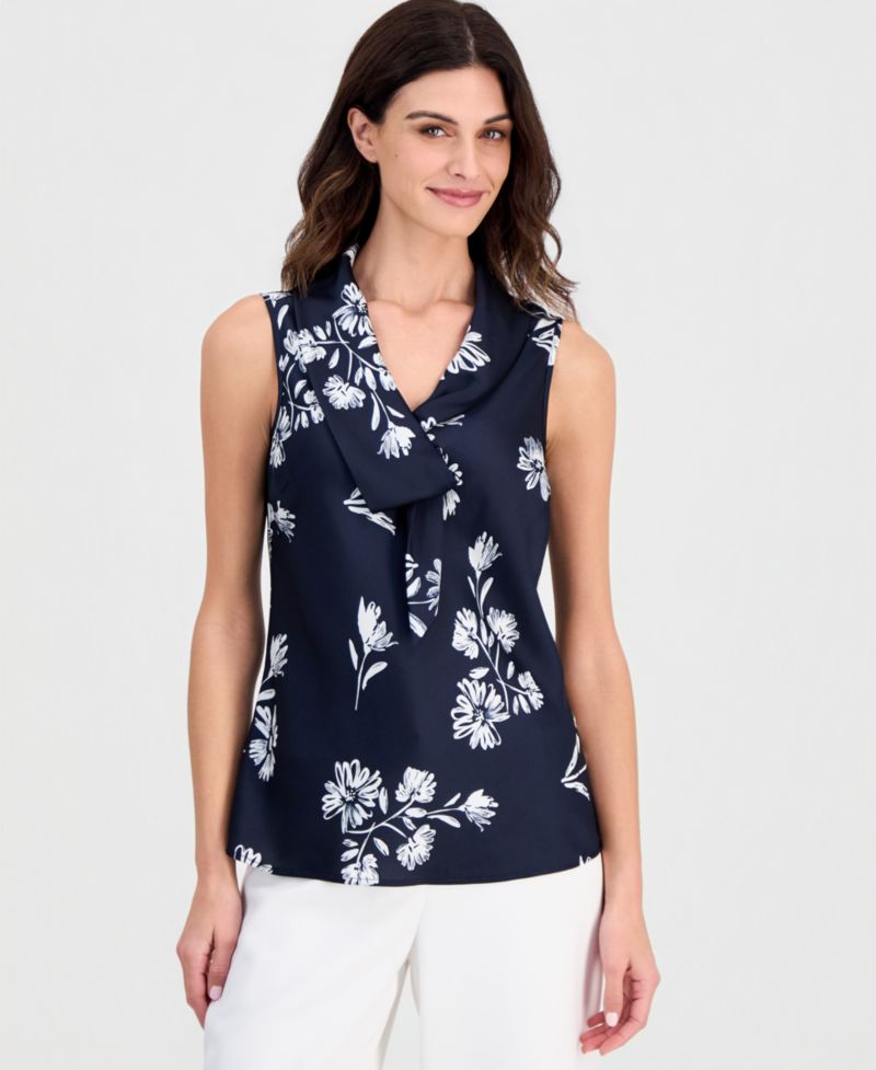 Women's Sleeveless Sailor Tie-Neck Top