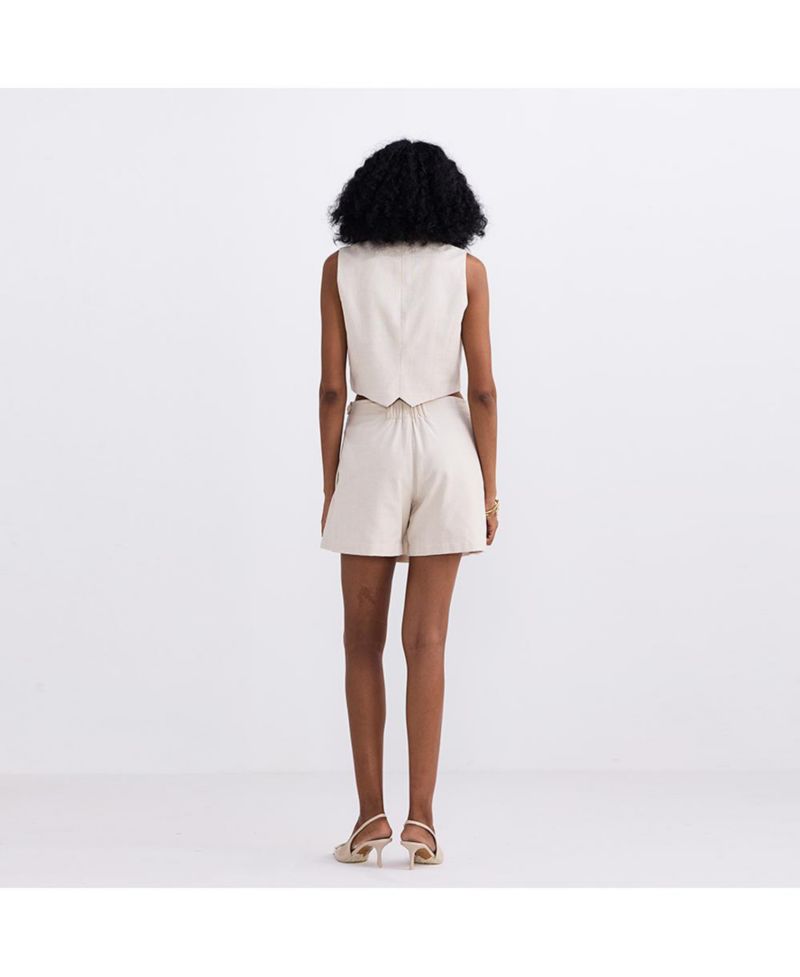 Women's Cropped Cotton Tweed Vest