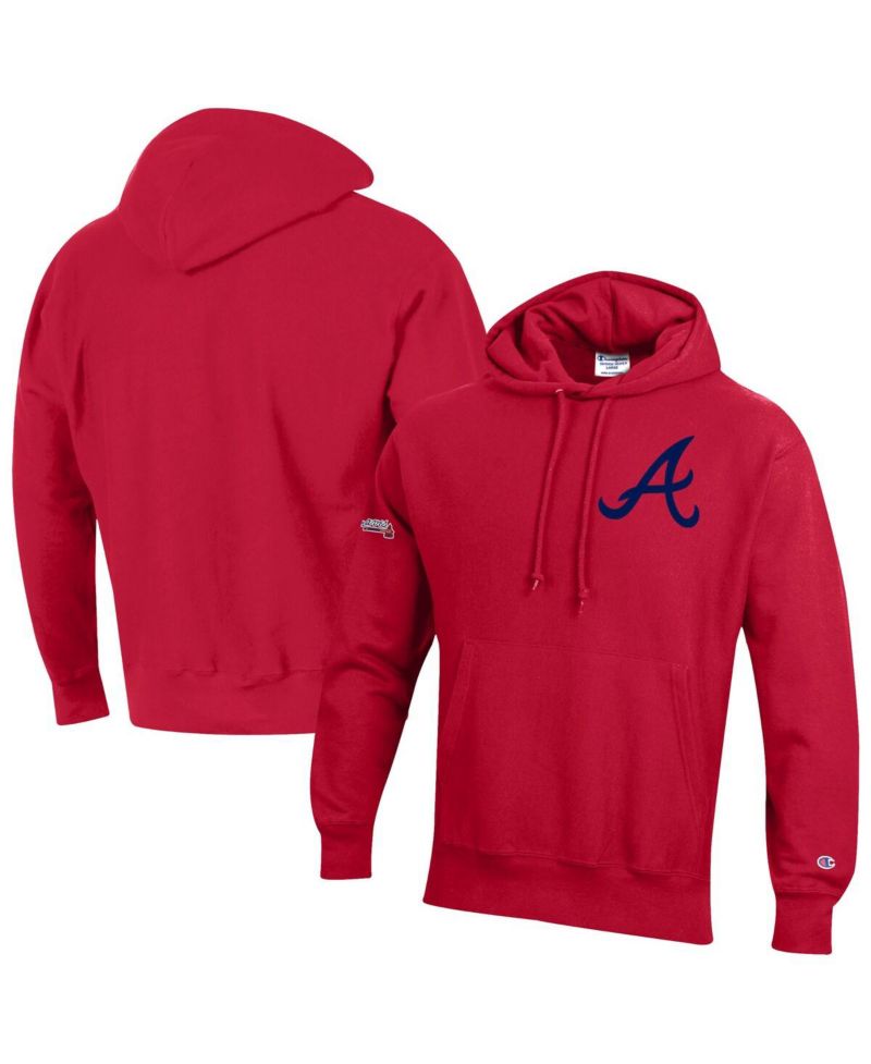 Men's Scarlet Atlanta Braves Reverse Weave Chenille Hoodie