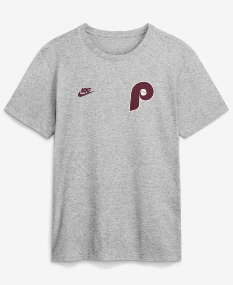 Men's Heather Gray Philadelphia Phillies Cooperstown 2-Hit T-Shirt