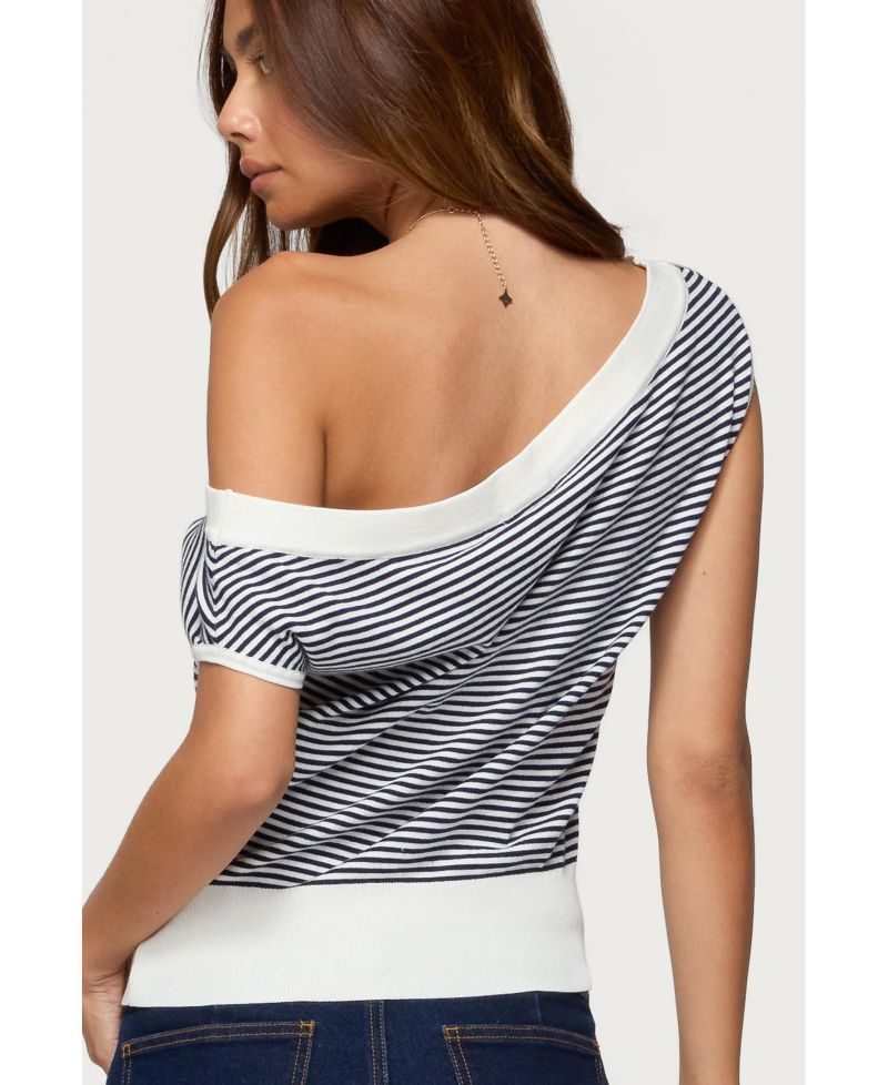 Women's Lottey Striped Off Shoulder Knit Top