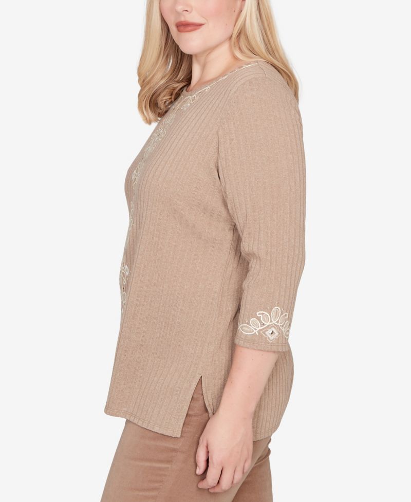 Vienna Embroidered Medallion Center Knit Top