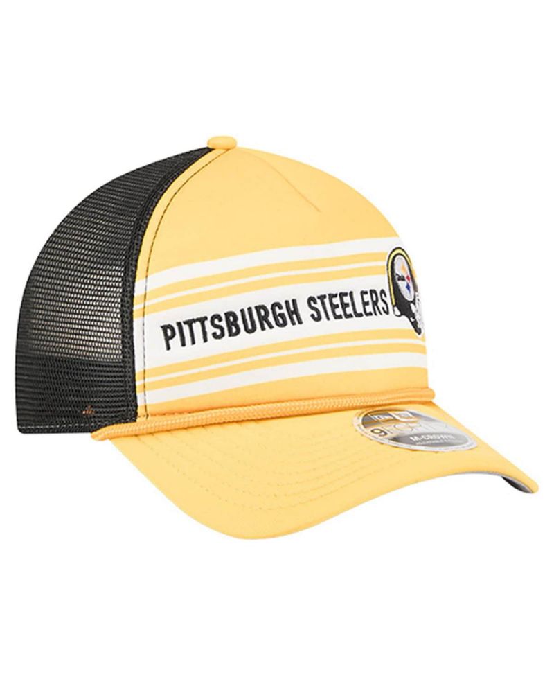 Men's Gold Pittsburgh Steelers Linear A-Frame 9FORTY Adjustable Hat