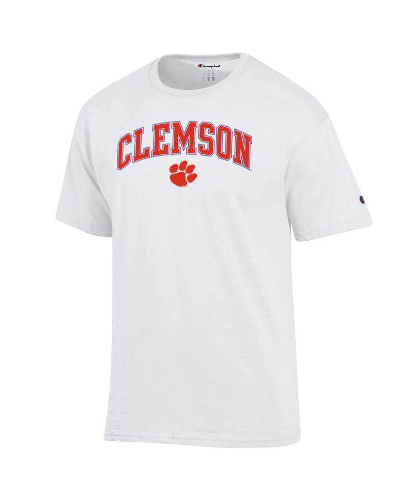 Men's White Clemson Tigers Arched Logo T-Shirt