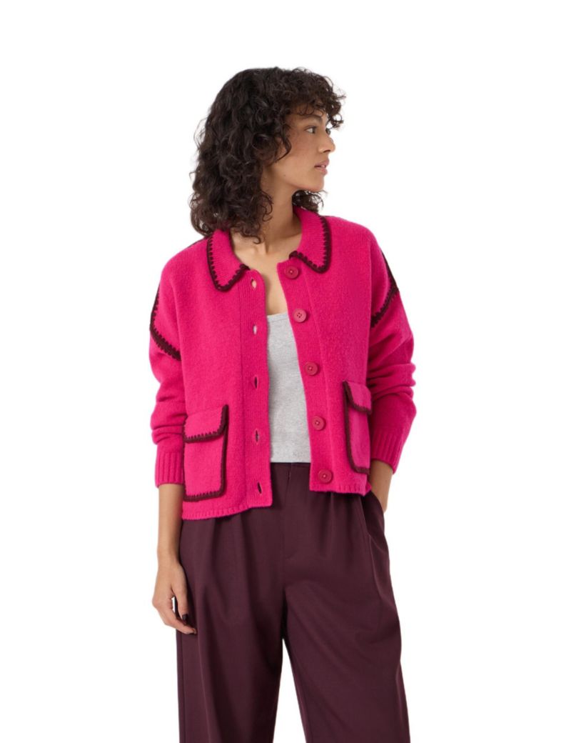 Women's Wool Blend Whipstitch Trim Shirt Jacket