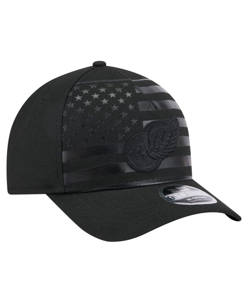 Men's Black Detroit Red Wings Game Day Stealth Flag 9FORTY A-Frame Adjustable Hat