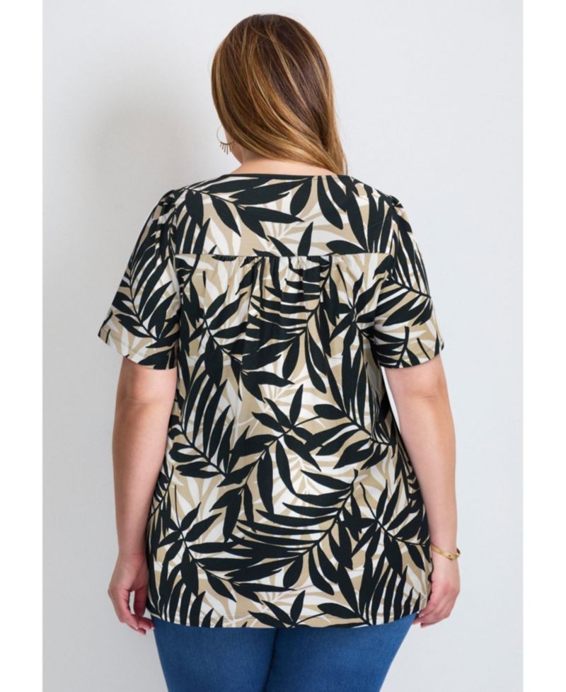 Women's Plus Size Smocked Squareneck Top