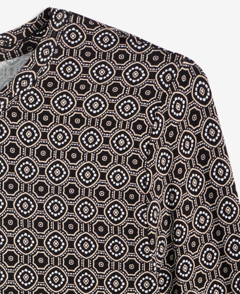 Women's Geometric-Print Long-Sleeve Crewneck Top