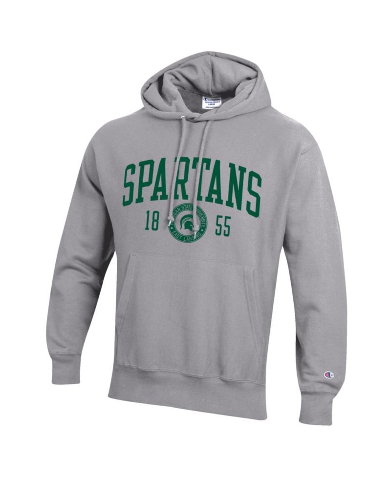 Men's Heather Gray Michigan State Spartans Established Reverse Weave Hoodie