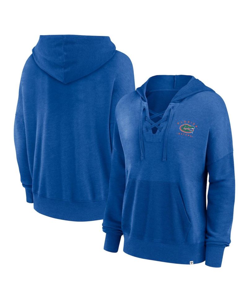 Women's Heather Royal Florida Gators Campus Lace-Up Pullover Hoodie