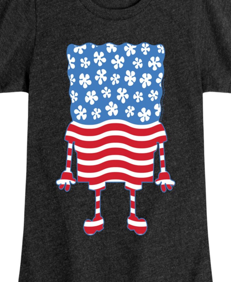 Big Girls Sponge Bob Square Pants Americana Flag Graphic T-Shirt