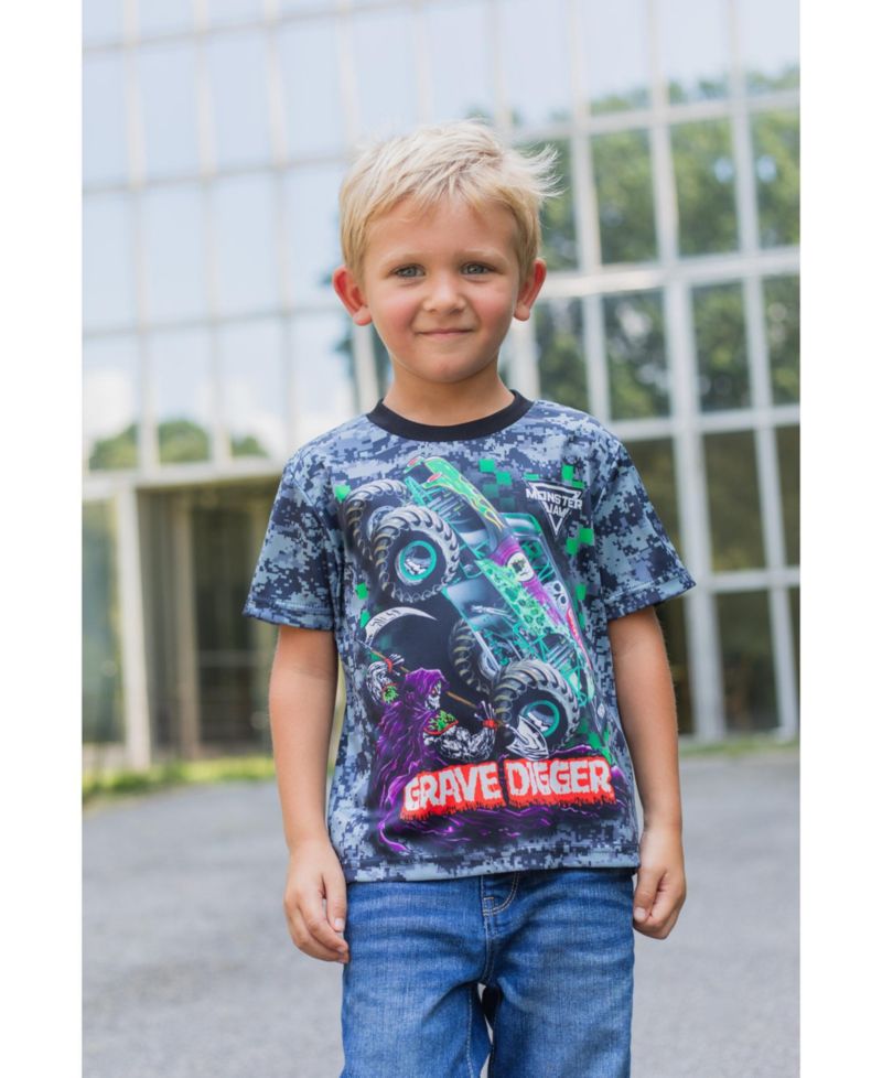 Boys 3 Pack T-Shirts to Grave Digger El Toro Loco Megalodon