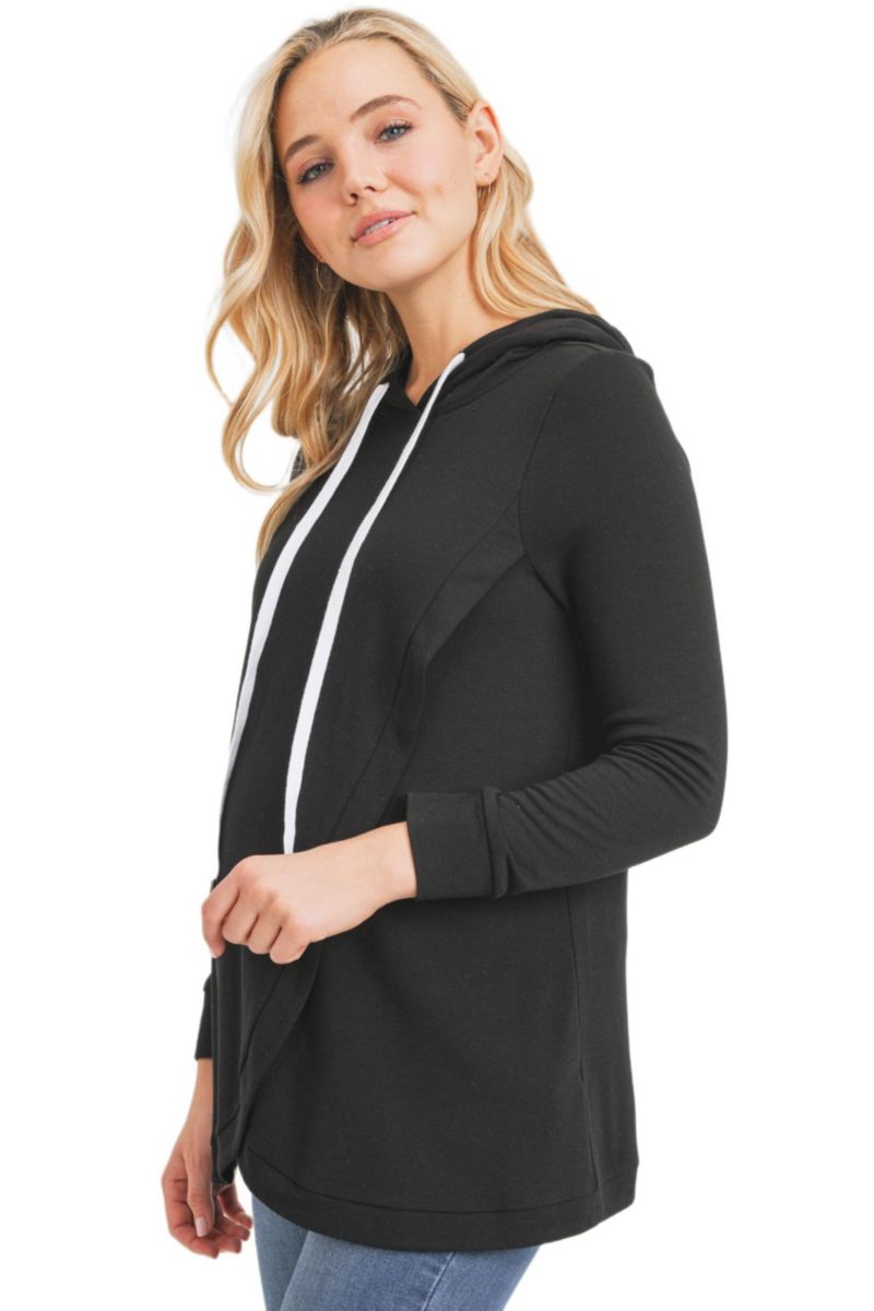 Maternity Crossover Drawstring Nursing Hoodie