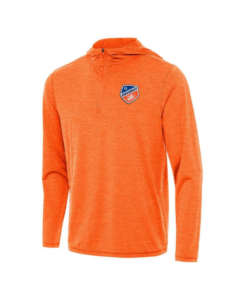 Men's Heather Orange FC Cincinnati Tidy Quarter-Zip Hoodie