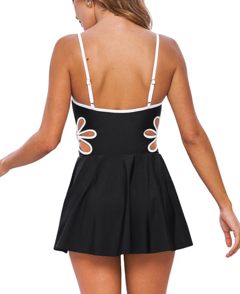 Women's V-Neck Adjustable Strap Swim Skirt