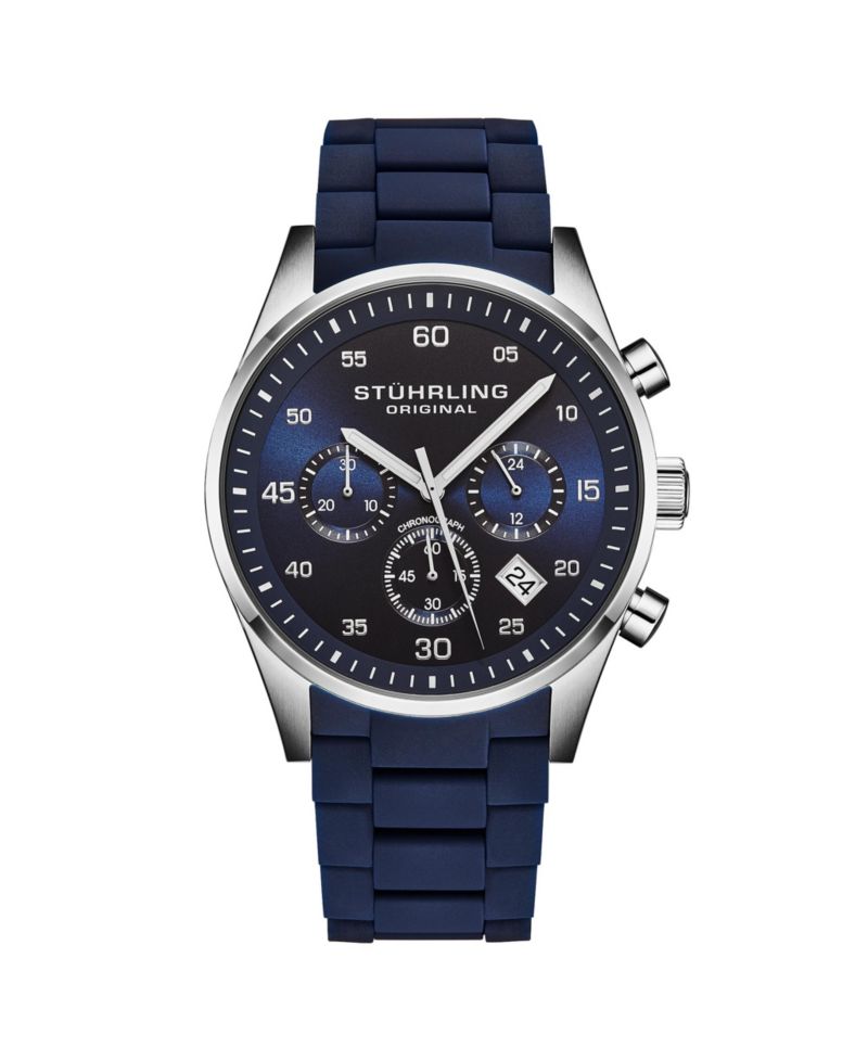 Velocity 4076 Chronograph Men s 43mm Quartz Watch - Multi-Function Dial, Krysterna Crystal, Silicone Strap, 50M WR